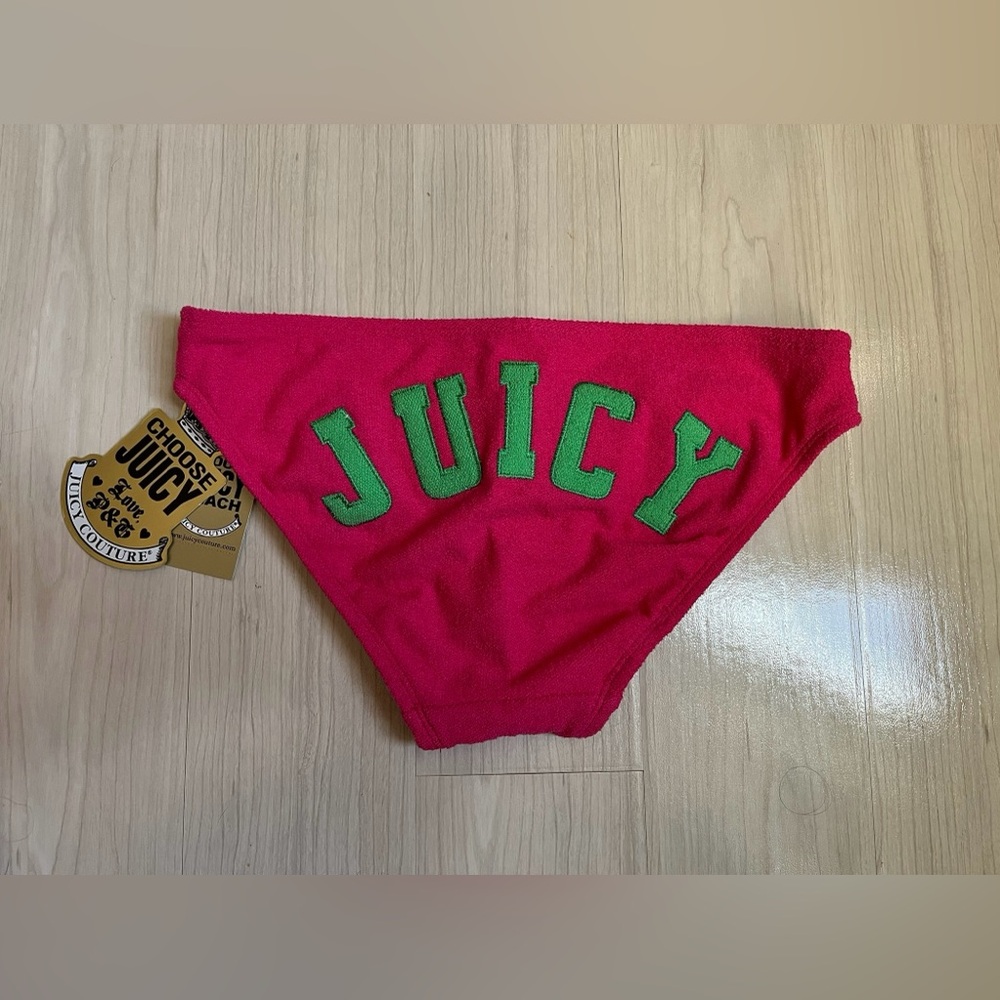 Juicy Couture Terry Cloth NWT Pink & Green JUICY Bottom 🩷💚 - Picture 2 of 7
